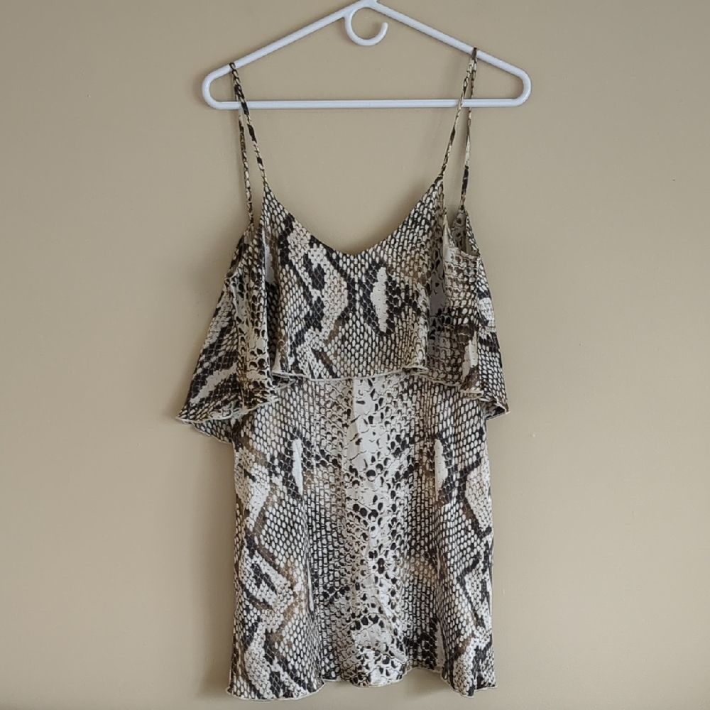 Size 1 Blu Moon 100% Silk Mini Dress Scale Print Crocodile Snakeskin